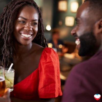 Happy woman and man on a date