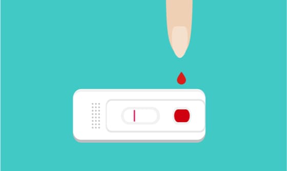 HIV/AIDS rapid test with blood drop