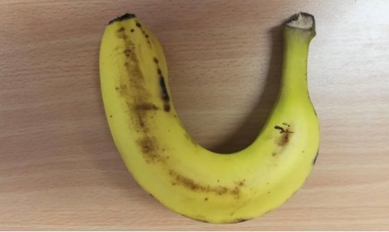 Bent ripe banana