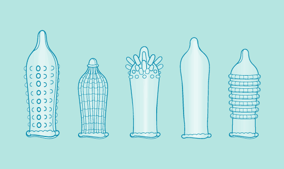 Different condoms in different shapes and sizes