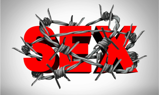 The word 'sex' covered in barbed wire