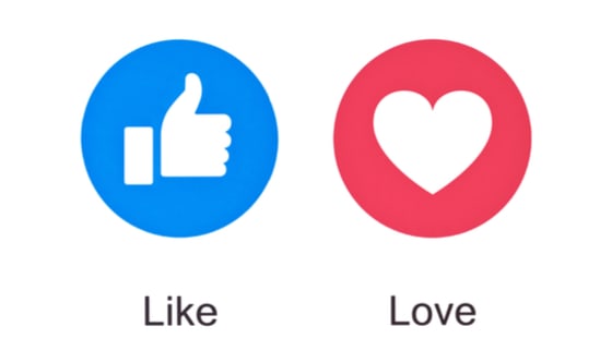 The Facebook icons for like and love