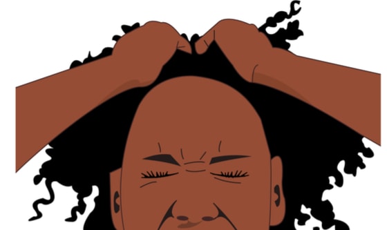 Animated image of a woman in pain 