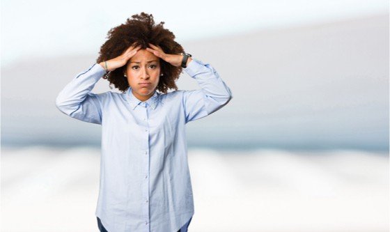 Woman looking concerned and stressed 