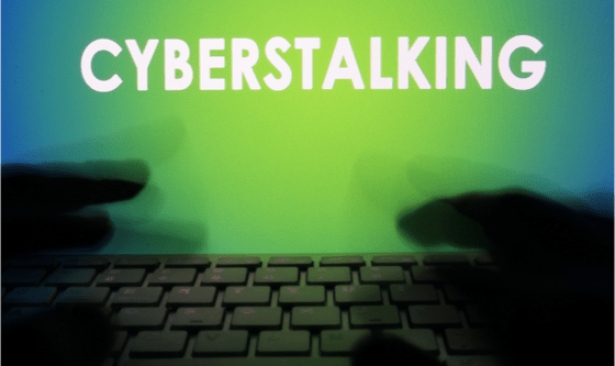 Keyboard and the word cyberstalking