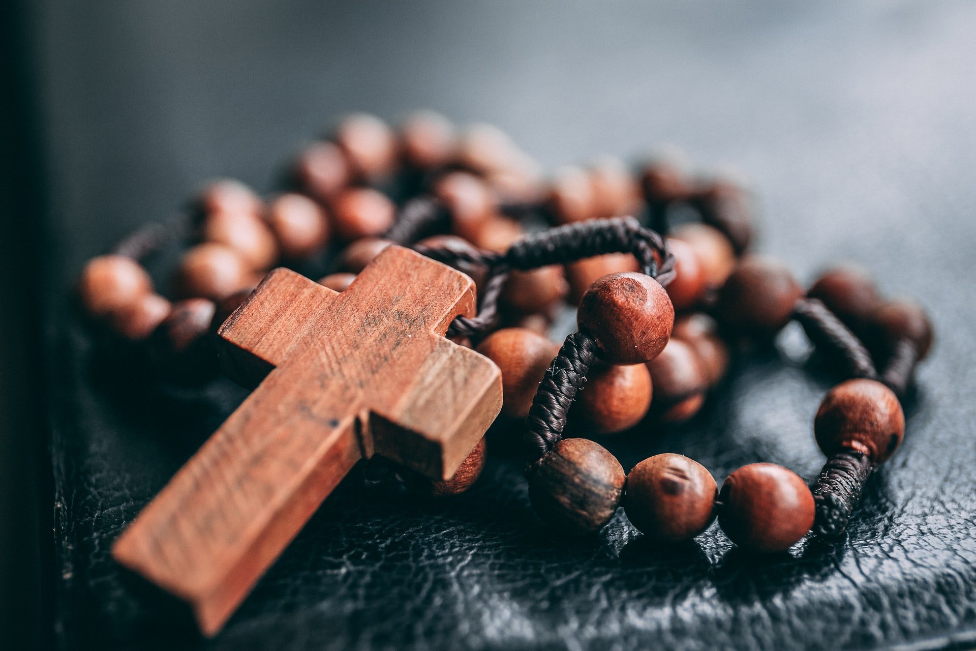 A picture of a wooden rosary