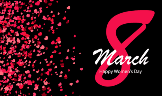 Postcard-style image to celebrate March 8th, International Women's Day 