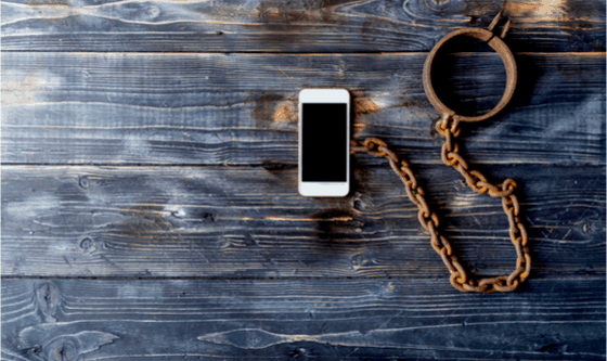 Phone attached to handcuffs 