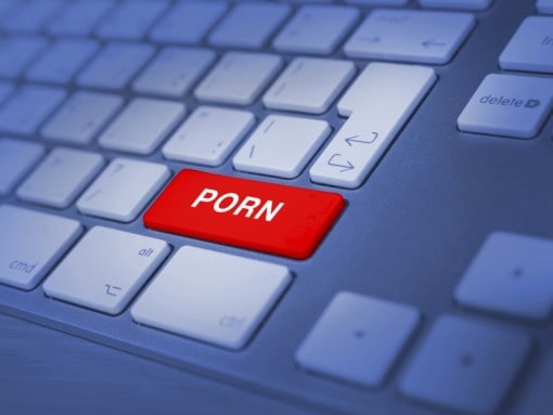 Porn key on a computer keyboard