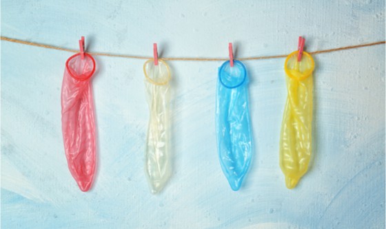 rope with condoms hanging from it