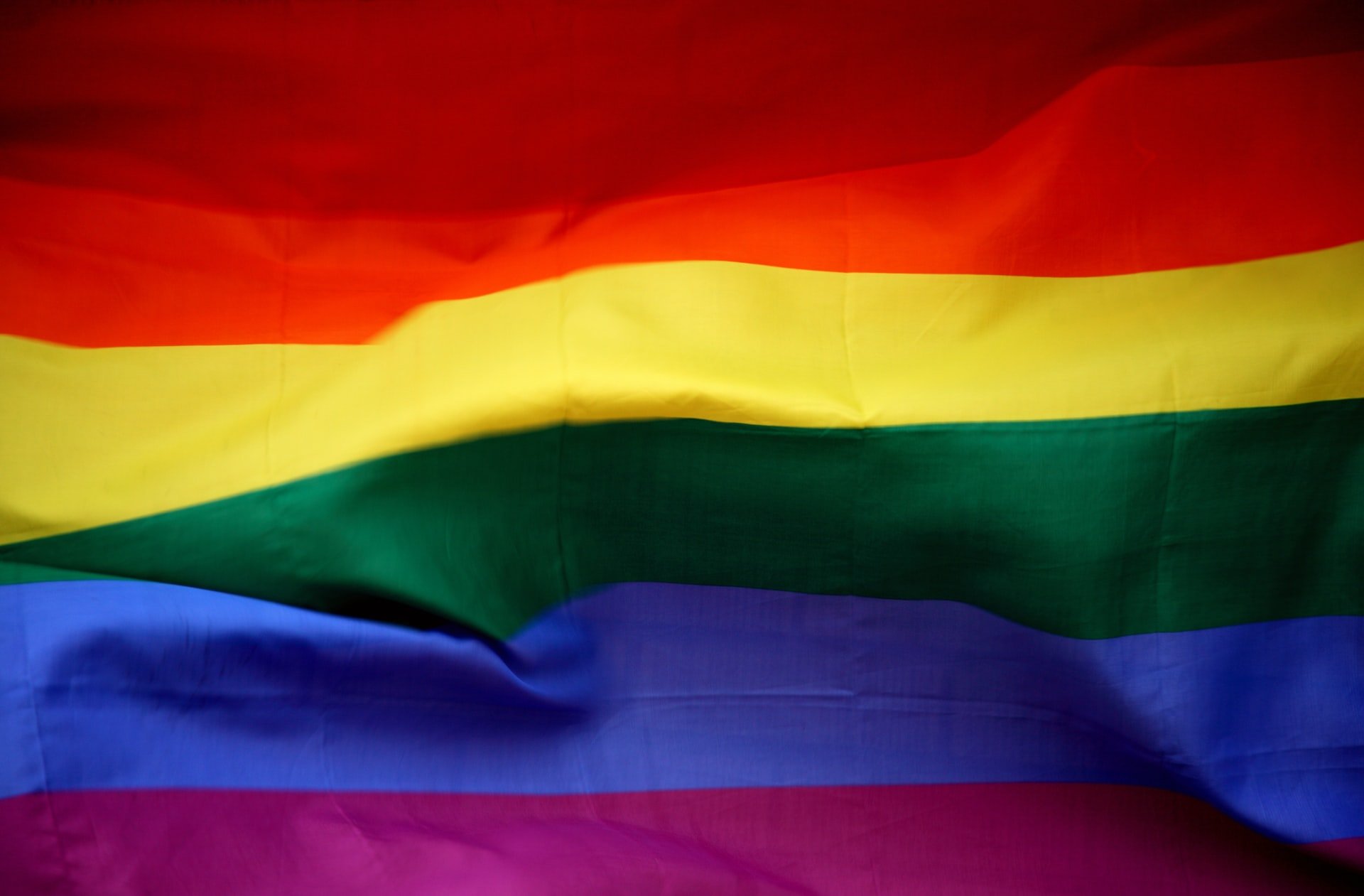 A rainbow coloured flag