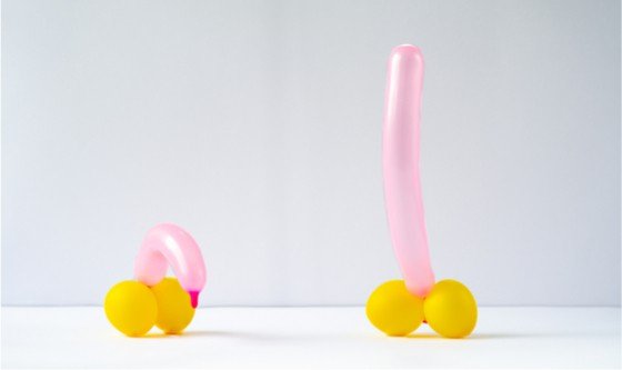 Balloon penises, erect and flaccid 