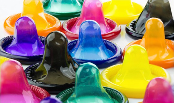 Colourful condoms 