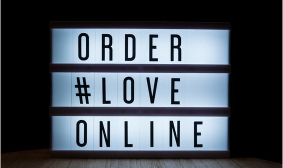 'Order love online' text in lightbox