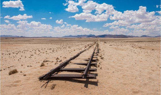 End of a railway track in the desert