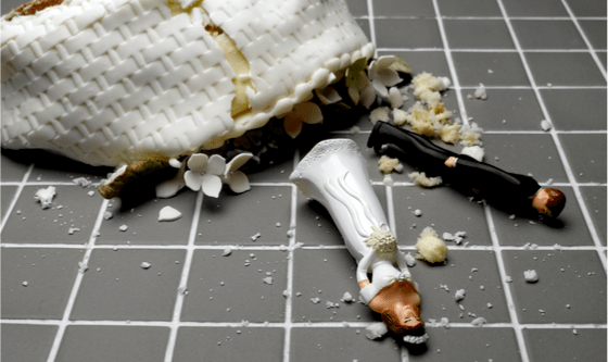 Smashed wedding cake