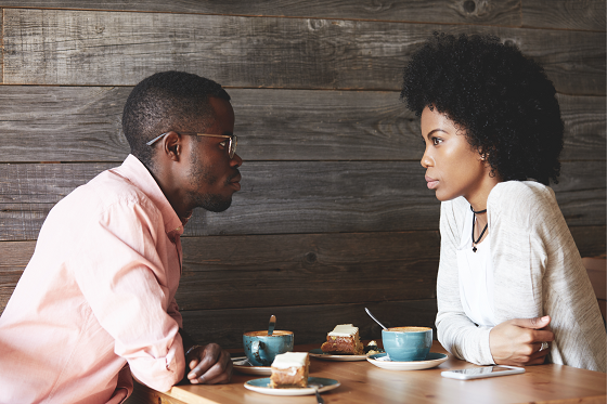 man and woman on a date