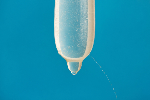 Water is leaked from a condom full of holes. Control test for the quality