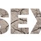 Text reads 'sex' made by dry and arid soil